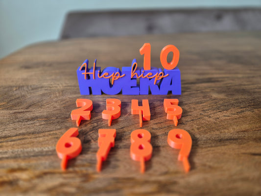 Woordbeeld Hiep hiep HOERA met cijfers
