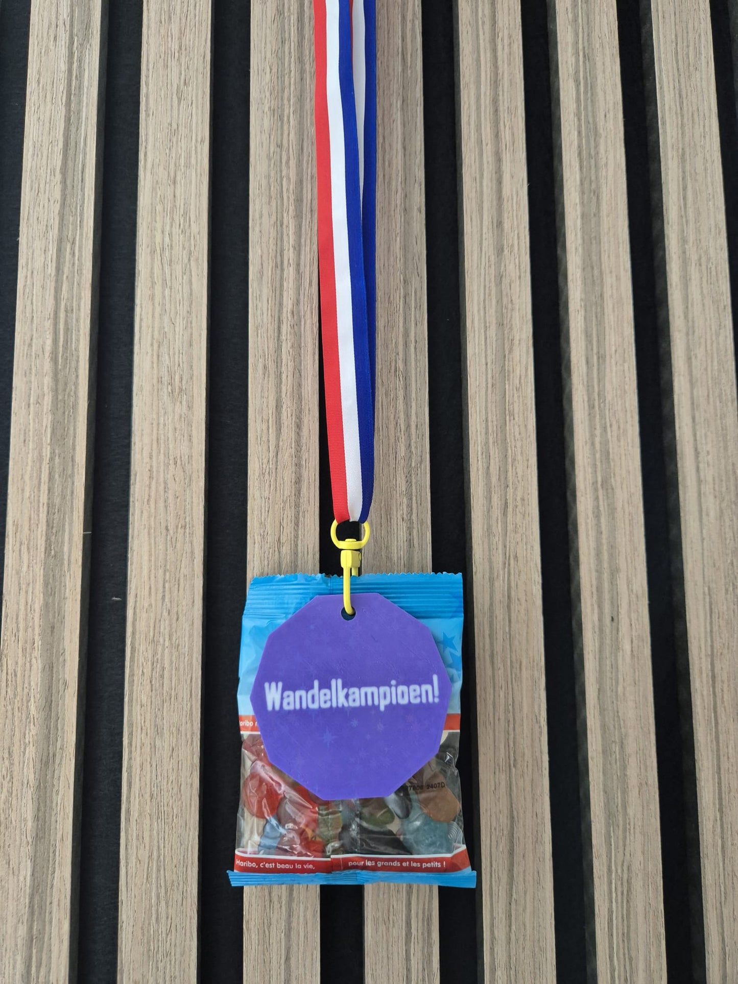 Medaille Wandelkampioen met snoepzakje